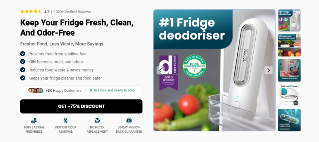 Ozoori Fridge Deodoriser (US, AU, CA, UK, DE, FR, NL) Buy Now
