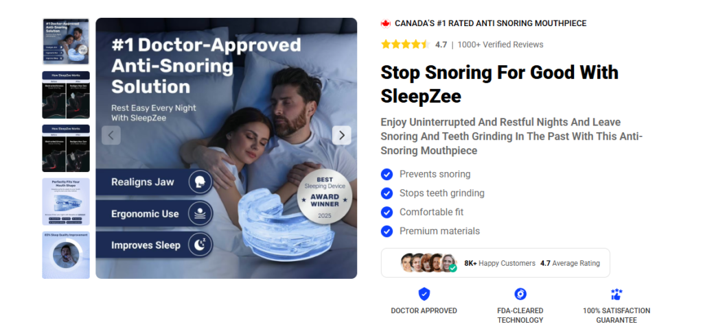 Sleepzee Anti Snoring Mouthpiece (US, UK, AU, DE, CA) Buy Now